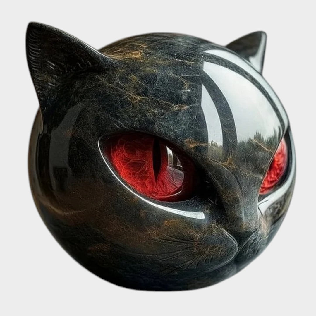 NyxCharm™ | Escultura Mística de Cabeza de Gato Negro