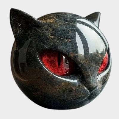 NyxCharm™ | Escultura Mística de Cabeza de Gato Negro