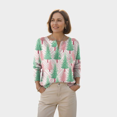 Nora | Suéter navideño con diseño de árboles de Navidad