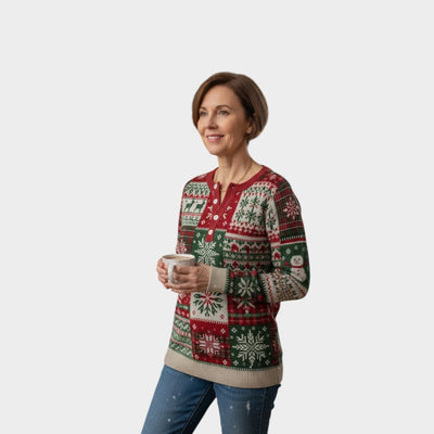 Sanne | Suéter de Navidad con renos y copos de nieve