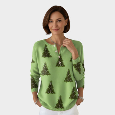 Isabelle | Suéter de Navidad con estampado de árbol de Navidad