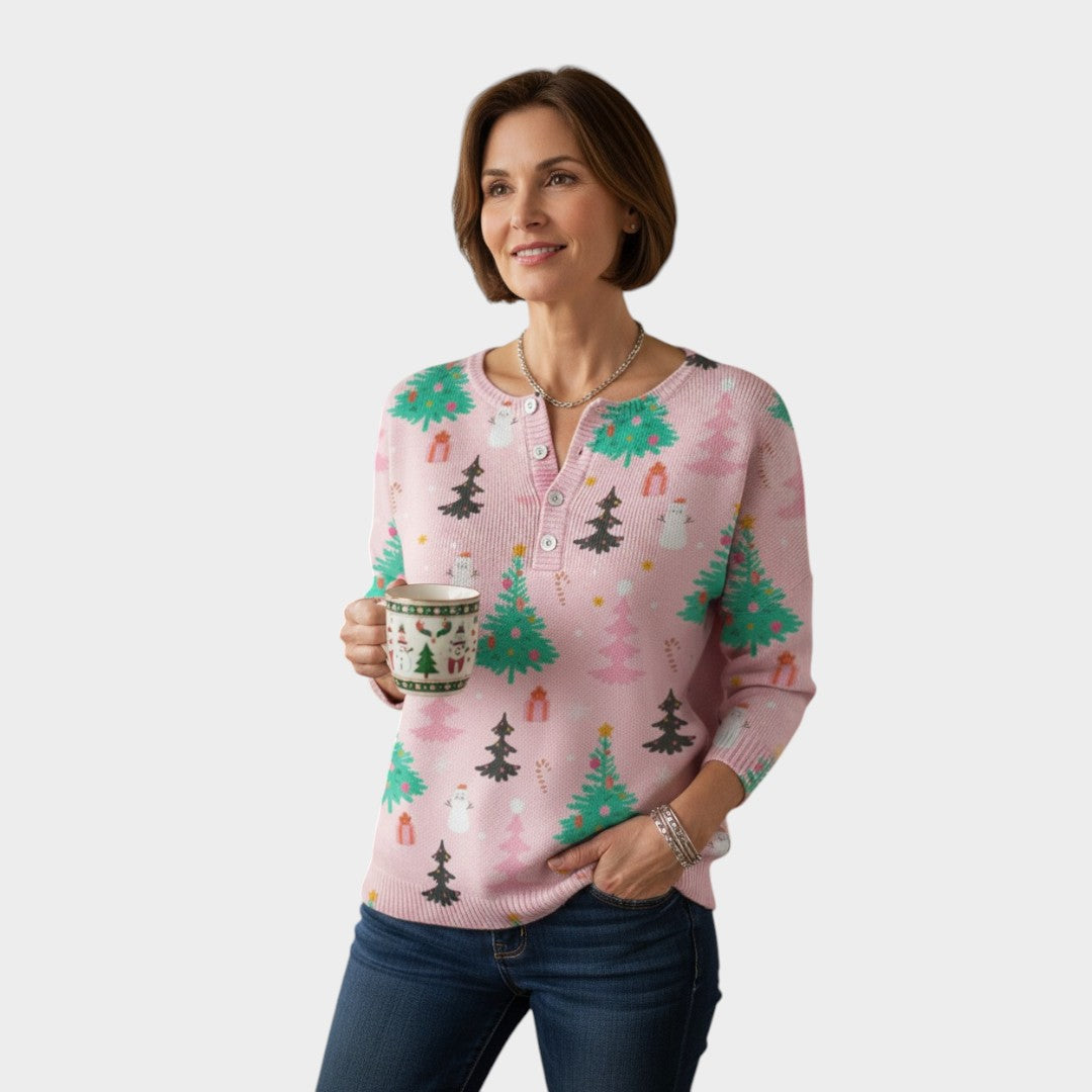 Clara | Suéter de Navidad con estampado de árbol de Navidad